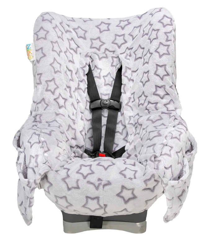 Niko Easy-Wash Children's Car Seat Cover & Liner -Minky -Silver Star -Perfect for Winter Weather-Universal Fit -Crash Tested -Waterproof SEAT Bottom -Mess Protection -Easy to Clean -Machine Washable