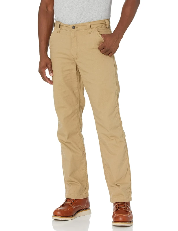 Carhartt Men's Rugged Flex Rigby Dungaree Knit Lined Work Utility Pants, Dark Khaki, 34W x 36L