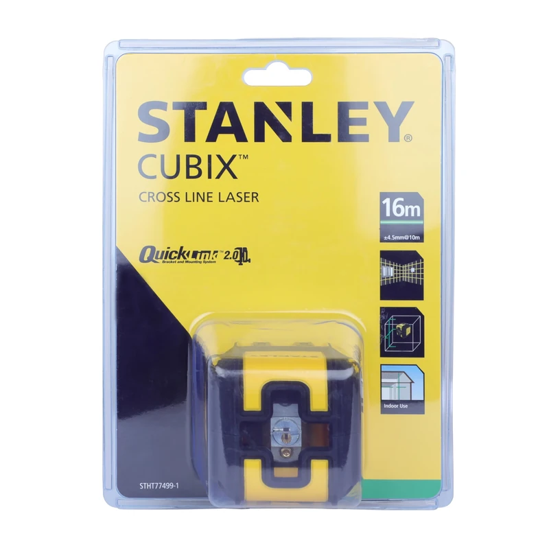 Stanley Cubix Cross Line Green Beam Laser Level STHT77499-1, Yellow/Black