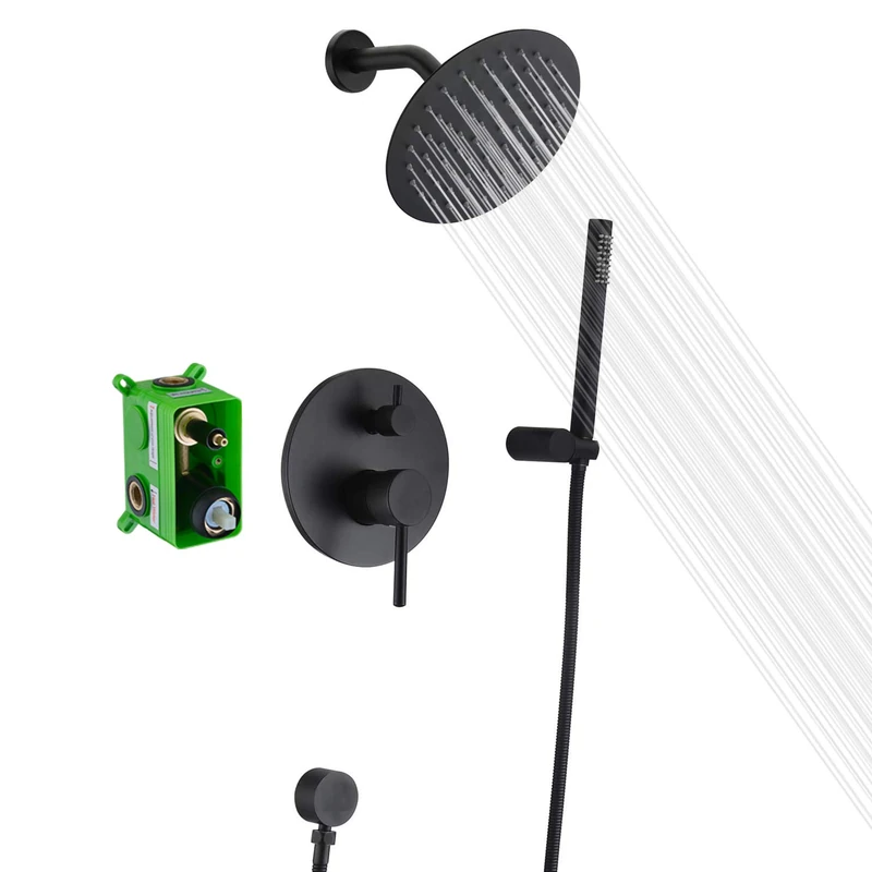 SUMERAIN Sumerain Black Shower Fixtures, Matte Black Shower Faucet Set, Black Shower System with Rain Shower and Handheld - Image 1