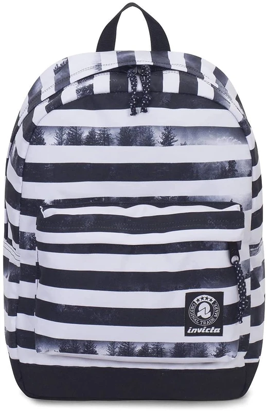 Invicta S.P.A. Backpack - Carlson - Black and White - Padded Laptop Pocket - American 27 L, One Size