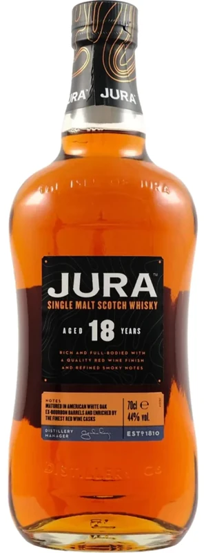 Jura 18 Year Old Single Malt Scotch Whisky 70cl | Fruity and Balanced 44% vol | More than a Whisky, made by a Scottish Island Community | A Richly Fruity, Complex and Balanced Single Malt