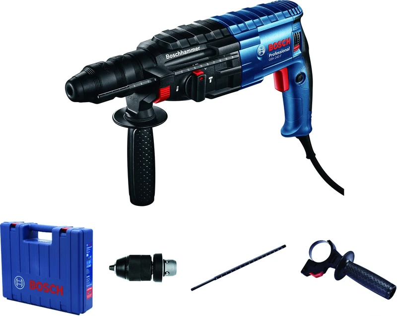 Bosch Professional Rotary Hammer GBH 240 F (with SDS plus, 790 W, incl. auxiliary handle, SDS plus quick-change chuck, depth gauge, carrying case)
