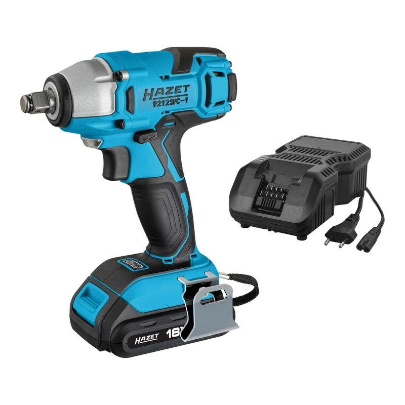 Hazet Cordless Impact Wrench 9212SPC-1, 3-Piece Set Including Quick Charger and Li-ion Battery, 1/2 Inch Square Output, Release Torque: 260 Nm, Lightweight and Handy Design