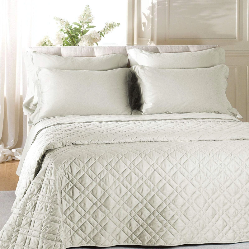 Caleffi - Plain Satin Quilted Bedspread Cream Double