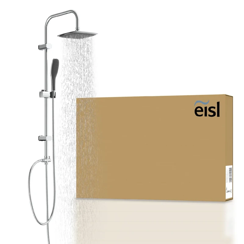 EISL Easy Fresh DX12006 Shower System Without Fittings 2 in 1 with Large Rain Shower (250 x 200 mm) and Hand Shower Without Fittings Ideal for Retrofitting Complete Installation Set Chrome