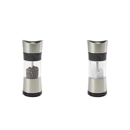 Cole & Mason Horsham Inverter Pepper Mill, Acrylic and Chrome, 154mm with Precision Grind Horsham Inverter Salt Mill - Acrylic and Chrome/Silver, 15.5 cm