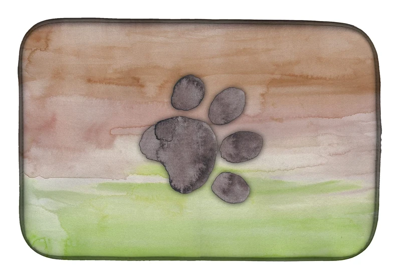 Caroline's Treasures BB7359DDM Dog Paw Watercolor Dish Drying Mat, 14 x 21, Multicolor