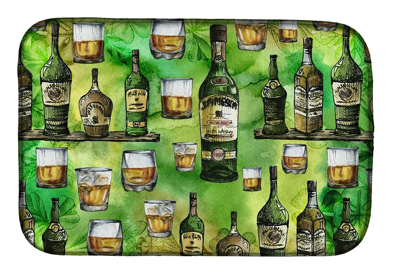 Caroline's Treasures BB5757DDM Irish Whiskey Dish Drying Mat, 14" x 21", Multicolor