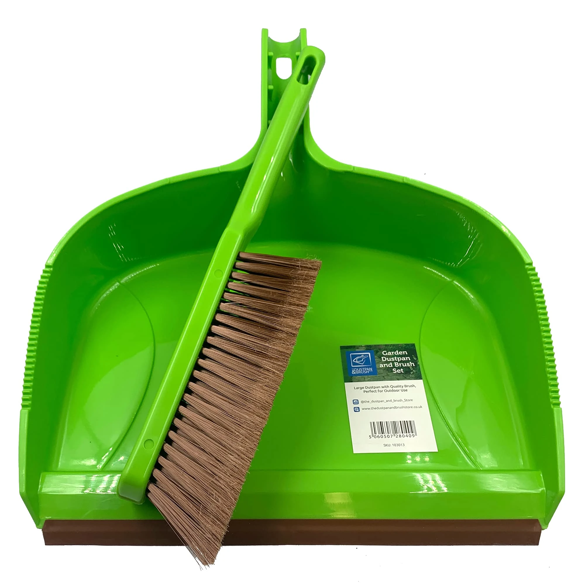 Deluxe Garden Dustpan and Brush Set – Large Dustpan and Brush Heavy Duty with Medium to Stiff Hand Brush Bristles, Yard Cleaning Tool Outdoor Dustpan and Brush for Driveway Paths, Garden & Greenhouse