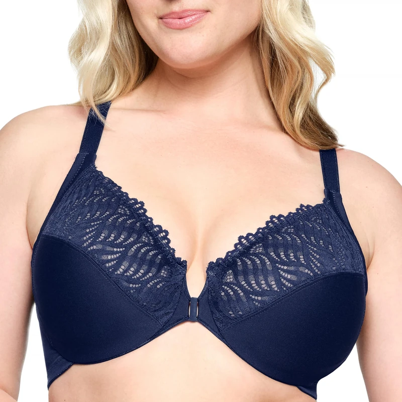 Glamorise Front-Closure T-Back Wonderwire Underwire Bra 1246 (Women's & Women's Plus) Blue