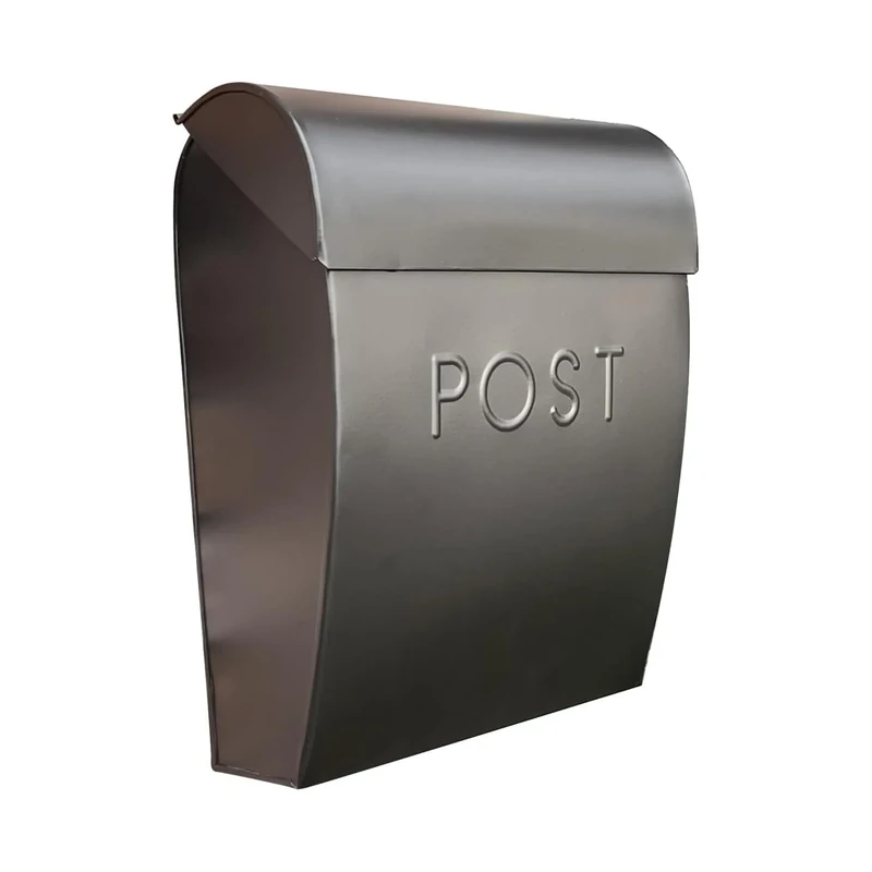 NACH Sylvia Modern Wall Mount Mailbox, Euro Post Mailboxes for Outside, Rust Resilient Galvanized Steel Mailbox, 15 x 12 x 5.25 Inches, Black, UH-1001BLK