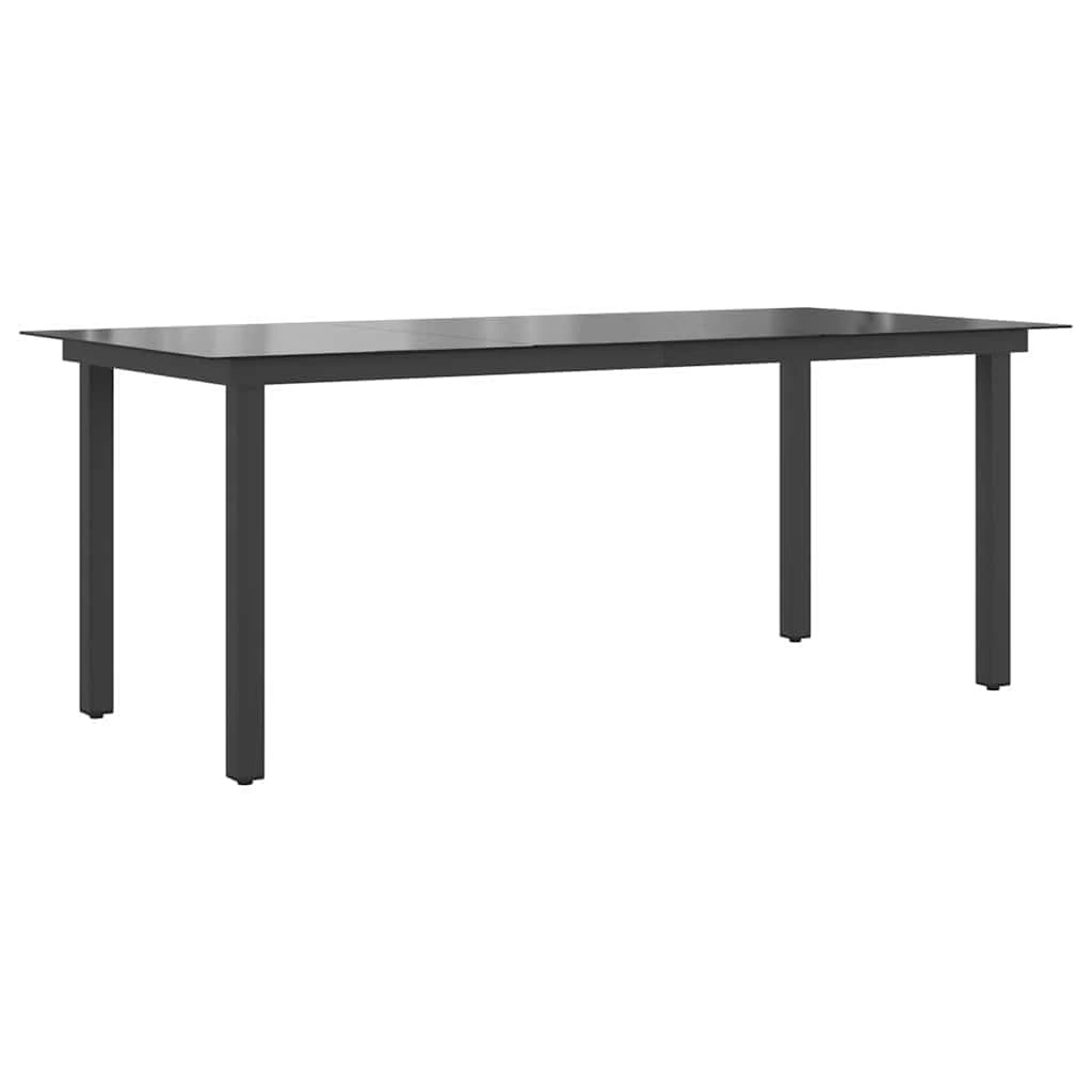 vidaXL Garden Table - Black Aluminium Frame with Glass Top - Ideal for Patio, Terrace, or Garden, Easy Assembly, Rectangular Shape
