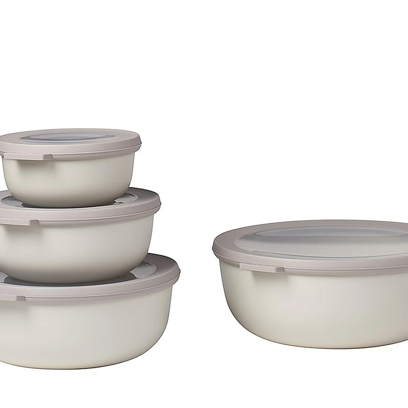 Mepal – Multi Bowl Cirqula 4-Piece Set – Food Storage Container with Lid - Suitable as Airtight Storage Box for Fridge & Freezer, Microwave Container - 350, 750, 1250, 2250ml - Nordic white