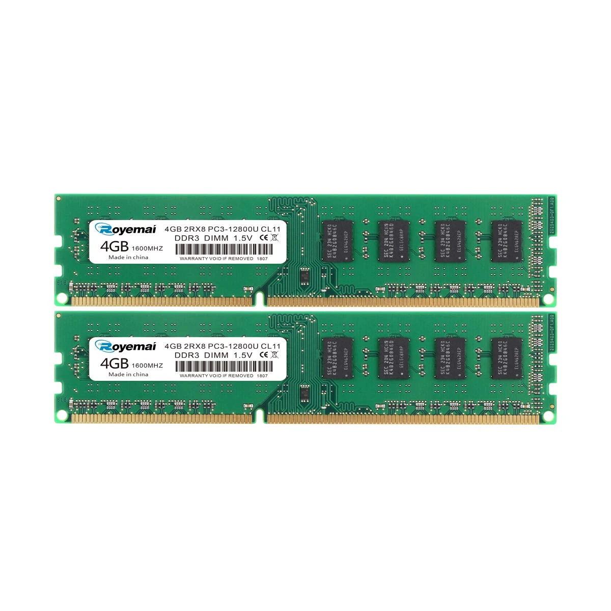 8GB Kit (2x 4GB) DDR3 1600Mhz PC3 12800U RAM 2Rx8 240-pin 1.5V CL11 Desktop Memory Upgrade Chips