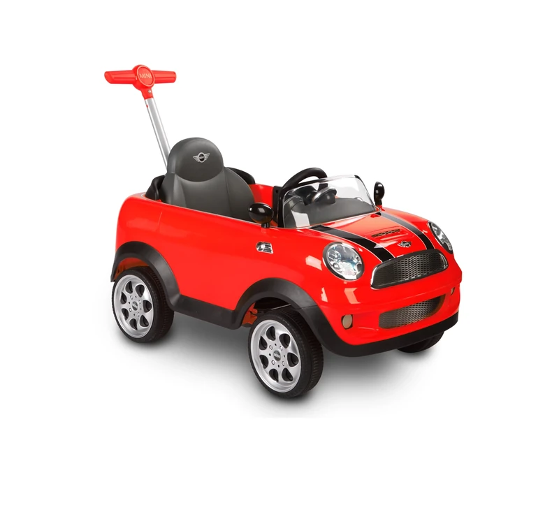 ROLLPLAY Push Car with Adjustable Footrest, For Children 1 Year and Older, Up to 20 kg, MINI Cooper, Red