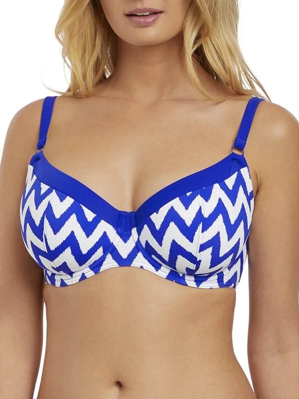 Freya Womens Making Waves Underwire Sweetheart Padded Bikini Top, 38E, Cobalt