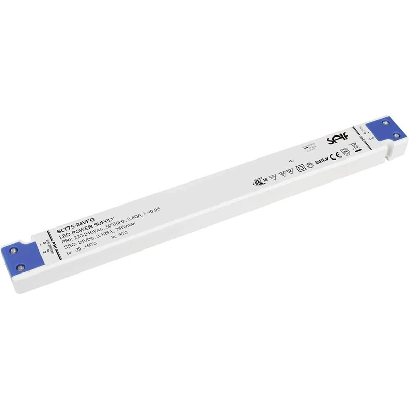 Self Electronics SLT75-24VFG LED Driver Constant Voltage 75W 0-3.1A 24.0 V/DC Furniture Approval, NI