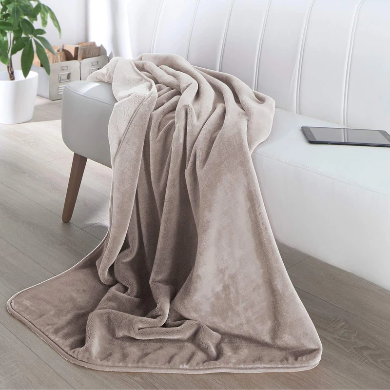 Biederlack Throw, Fleece, Ecru, 220 x 240 cm