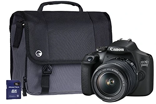 Canon EOS 2000D SLR Camera Kit with EF-S 18-55 mm IS Lens/16 GB SD Card and Case - Black