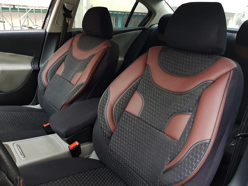 K-maniac Seat Covers Compatible with Vauxhall Karl Universal Black/Bordeaux Car Seat Covers Set Front Seats Car Accessories Interior V334112 Seat Protector