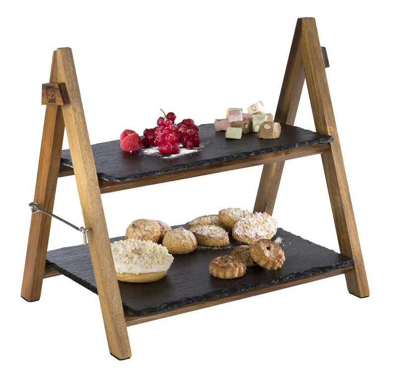 APS Wood & Slate Buffet Stand - 365x265x340mm