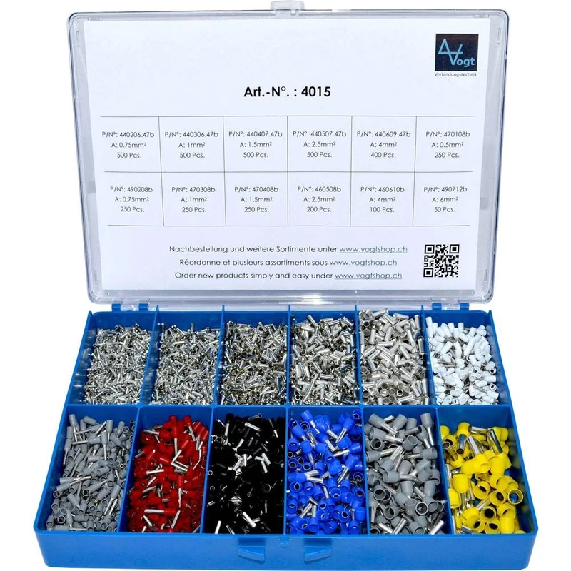 Vogt Verbindungstechnik 4015 Wire End Bushes Assortment 0.50 mm² 6 mm² Silver, White, Grey, Red, Black - Image 1