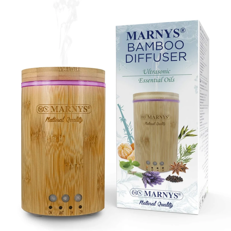 MARNYS Ultrasonic Bamboo Essential Oil Diffuser LED Humidifier 150 ml