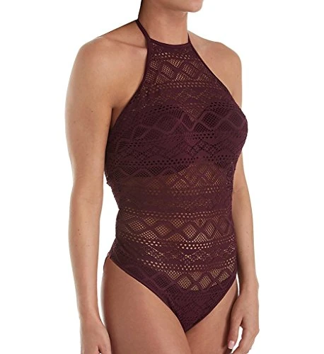 Freya Sundance High Neck Swimsuit Black Cherry Purple 32FF