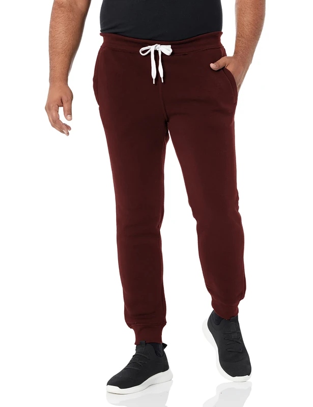 Southpole Men's 1570 Basic Active Fleece Jogger Sweatpants, Burgundy (A), 3X-Large