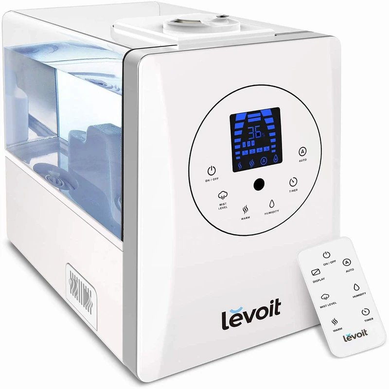 Levoit Humidifier for Home Bedroom 6L, Warm & Cool Mist Essential Oil Diffuser, Dual 360° Mist Nozzles with Remote, Timer, Auto Mode, Customized Humidity, for Baby Room, Plants, Office, LV600HH
