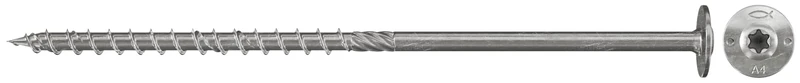 fischer Power-Fast FPF-WT 6.0 x 80 A2P - Wood Screws with Partial Thread and Flat Head for Structural Wood Construction, Stainless Steel - Pack of 200 - Item No. 657434