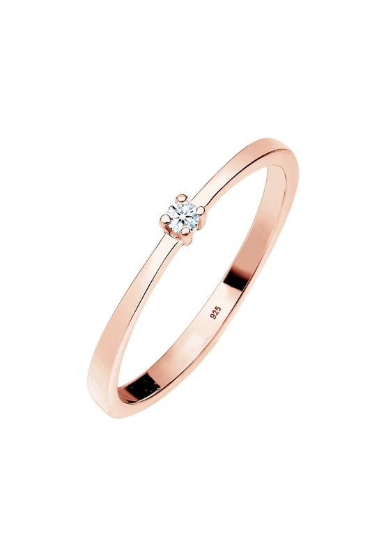 Elli DIAMONDS Ring Women Engagement Solitaire Diamond (0.03 ct.) in 925 Sterling Silver