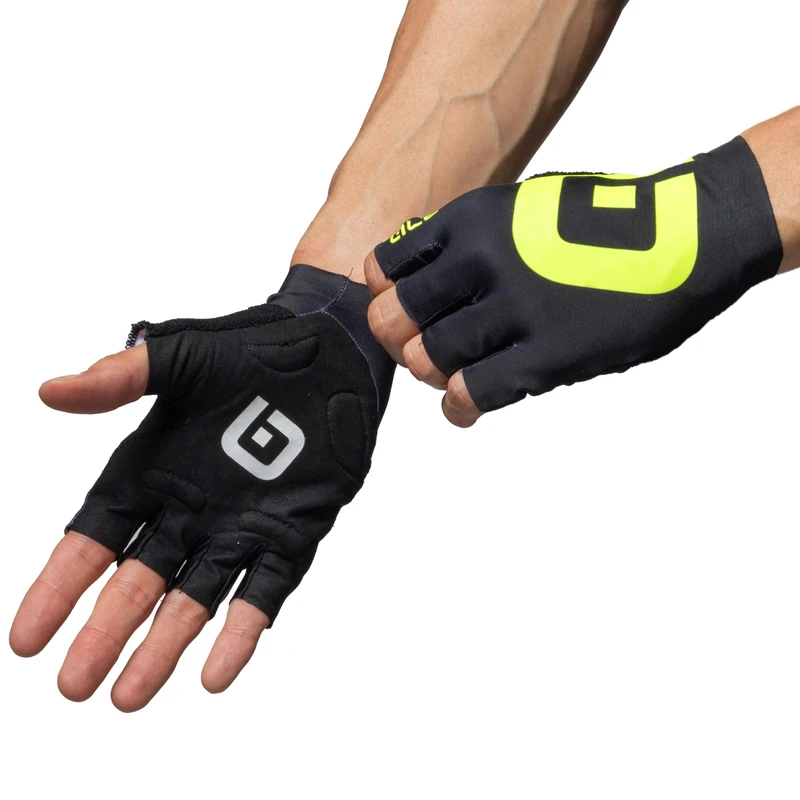 Alé Cycling Unisex Air Summer Cycling Mitts, Black/Fluo Yellow, XXL - Image 1