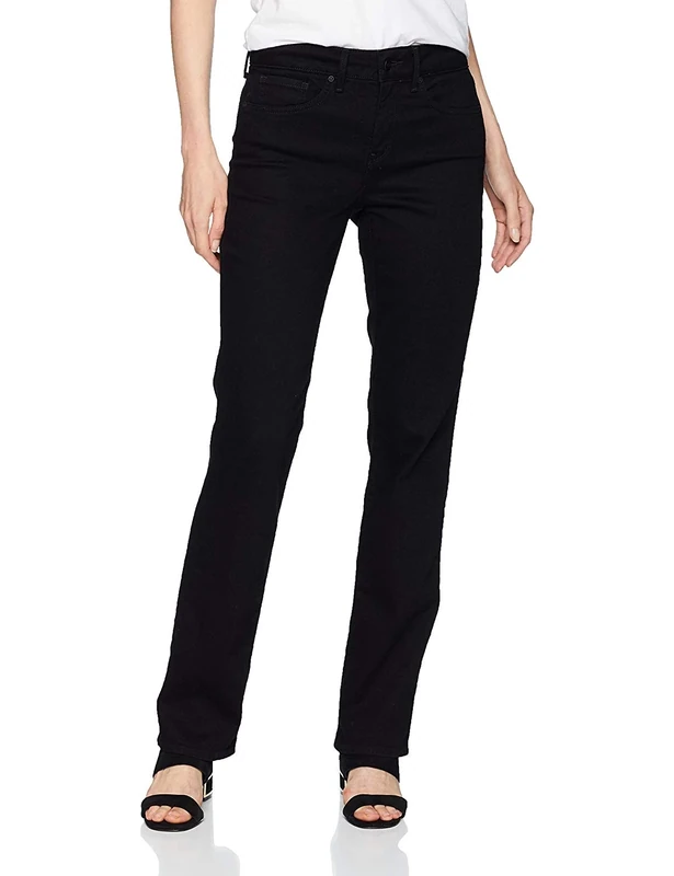 NYDJ Women's Marilyn Straight Denim Jeans, Black, 6
