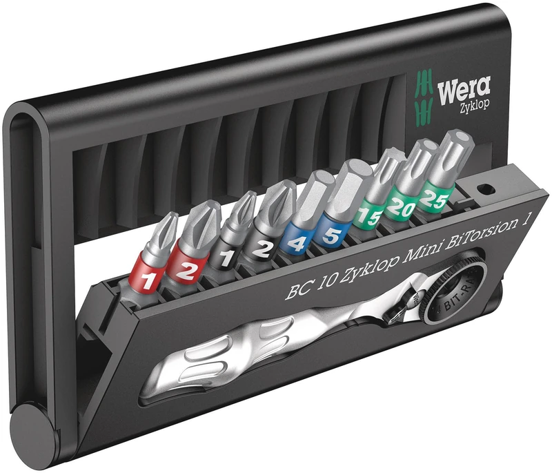 Wera Bit-Check 10 Zyklop Mini BiTorsion 1 Set, 10 Piece,7.6 x 2.5 x 12.7 cm