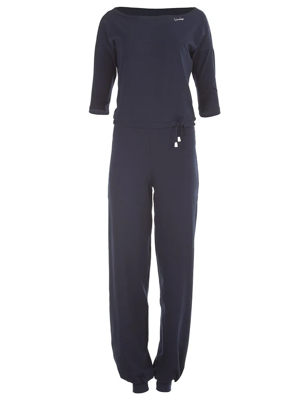 Hape Winston Women's 3/4 Sleeve Jumpsuit, WJS2 Fitness Recreational Sports Yoga Pilates Jumpsuit, Womens, WJS2-NIGHT-BLUE-L, night-Blue, L