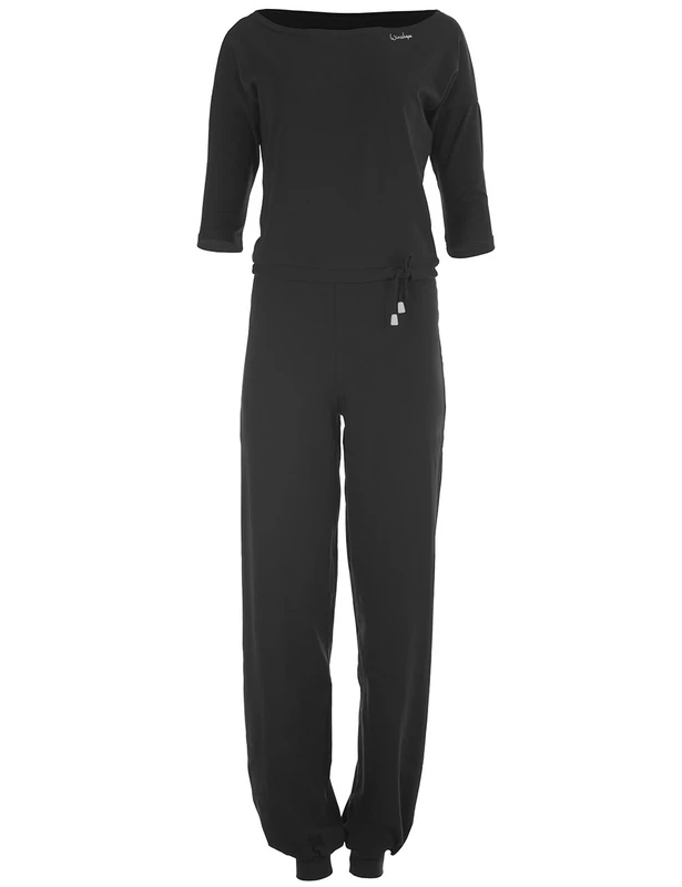 Hape Winston Women's 3/4 Sleeve Jumpsuit, WJS2 Fitness Recreational Sports Yoga Pilates Jumpsuit, Womens, WJS2-SCHWARZ-L, Black, L