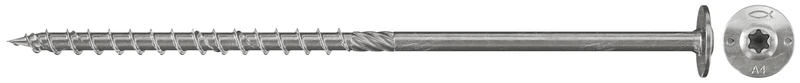 fischer Power-Fast FPF-WT 6.0 x 120 A2P - Wood Screws with Partial Thread and Flat Head for Structural Wood Construction, Stainless Steel - Pack of 100 - Item No. 657436