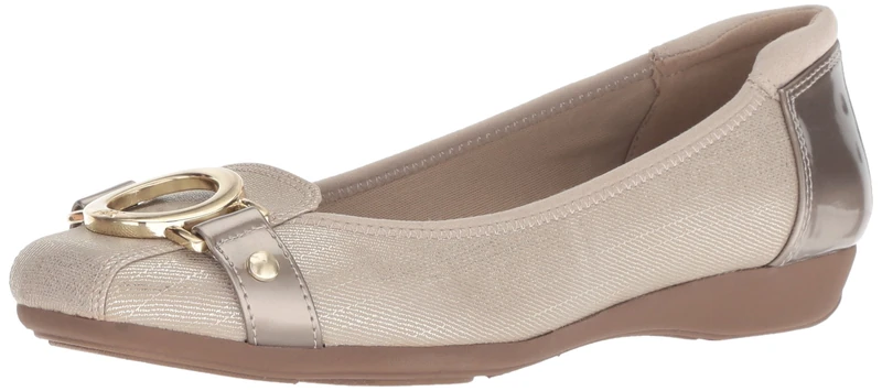 Anne Klein Women's Umeko Ballet Flat, Metallic Taupe, 7 M US
