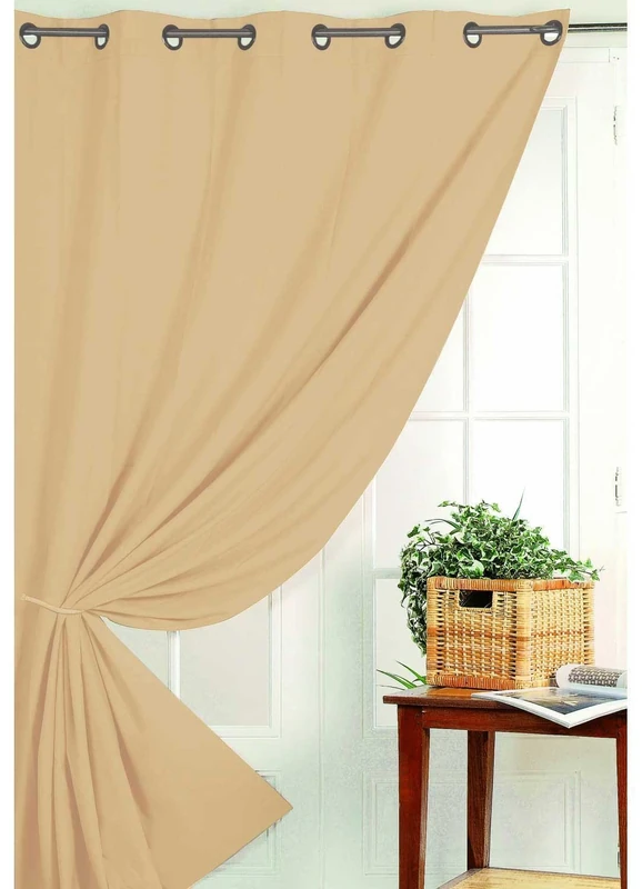 HomeMaison Blackout Curtain Non Fire M1, Polyester, beige, 260 x 240 cm