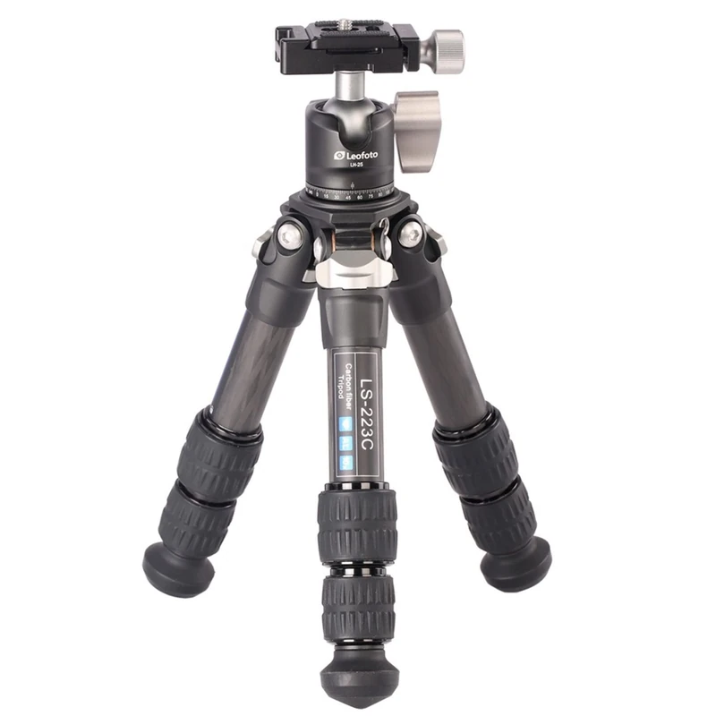 Leofoto - Ranger - Carbon Tripod including Ball Head- Legs adjustable in 3 Angles - Ideal for Macro Photography - LS-223C+LH-25 Black