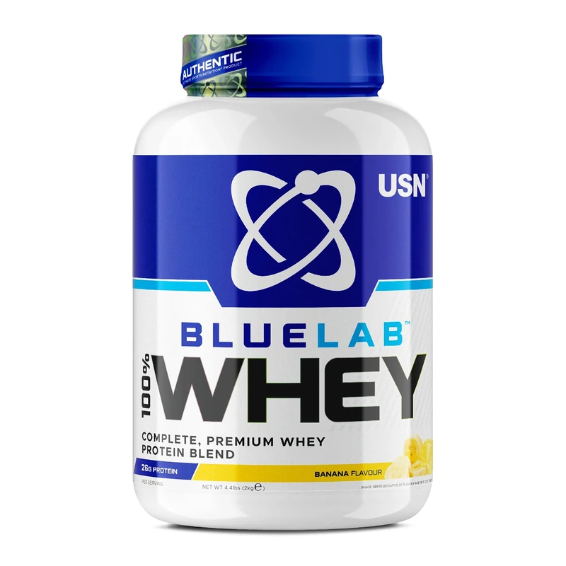 USN Blue Lab Whey Protein Powder: Banana - Whey Protein 2kg - Post-Workout - Whey Isolate - Muscle Building Powder Supplement With Added BCAAs