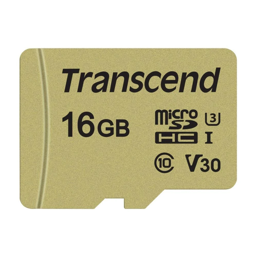 Transcend 16GB microSDHC 500S Memory Card UHS- I, C10, U3, V30, 4K, Full HD, Up to 95/80 MB/s,designed for action cameras and drone cameras- TS16GUSD500S