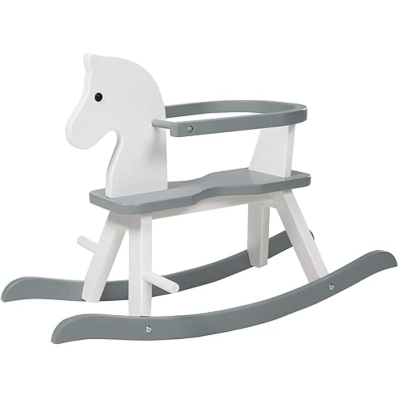 roba Rocking Horse, Rocking Animal Solid Wood, white/grey, grows with child, removable safety ring, from 1 year old