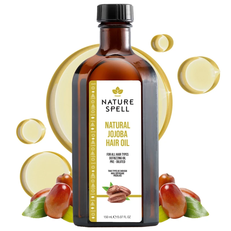 Nature Spell Jojoba Oil for Hair, Pre-Diluted Oil to Support Dry, Damaged Strands & Add Shine and Resilience, For All Types, Vegan, 150ml