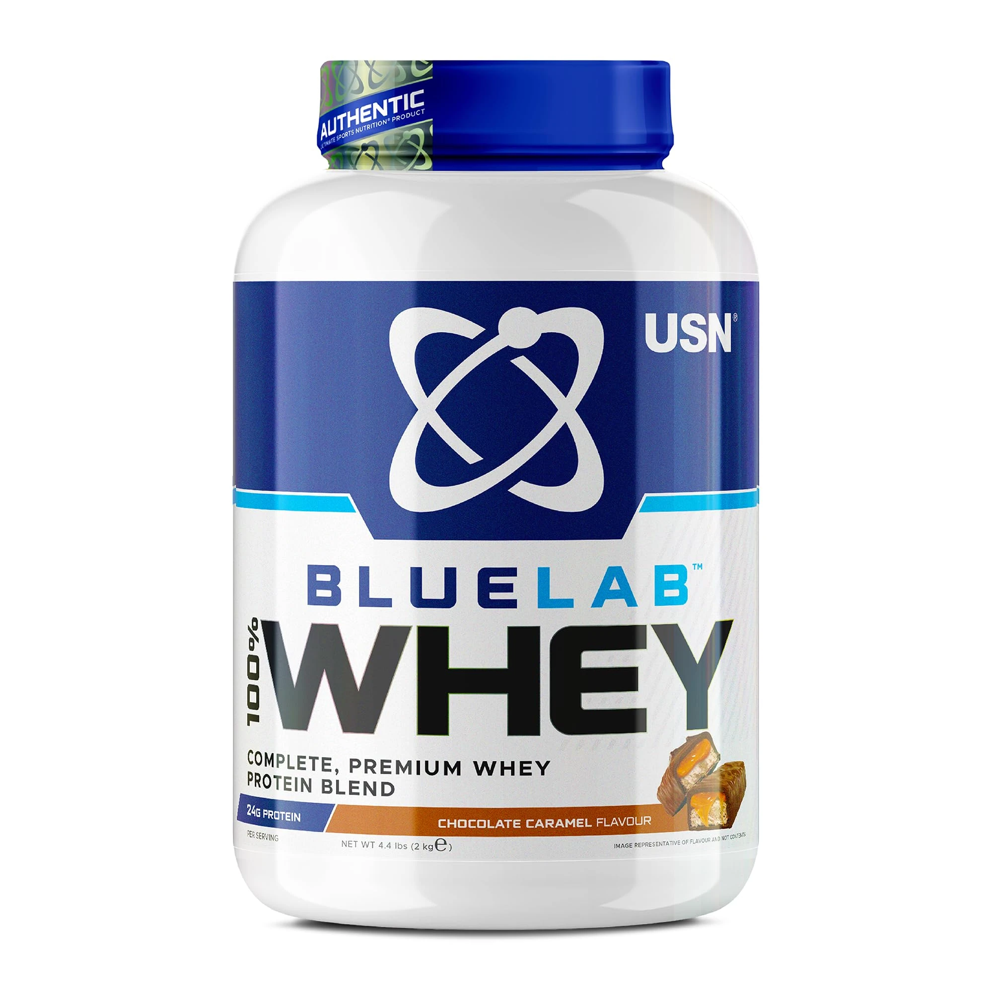 USN Blue Lab Whey Protein Powder: Chocolate Caramel - Whey Protein 2kg - Post-Workout - Whey Isolate - Muscle Building Powder Supplement With Added BCAAs