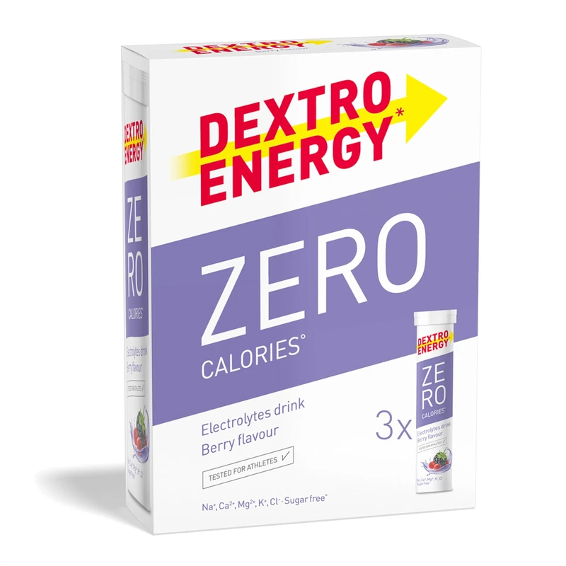 Dextro Energy Zero Calories I Recovery and Hydration Electrolyte Drink I Zero Effervescent Tablets I Berry | 3 Tubes, 60 Tablets |