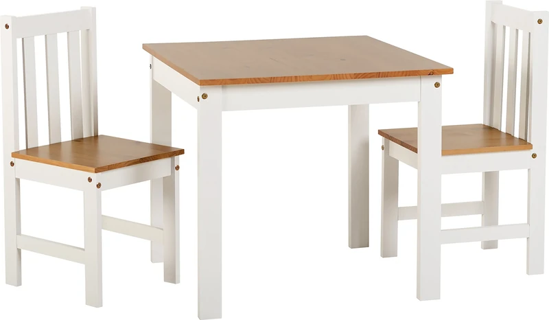 Seconique Ludlow Dining Set with 2 Dining Chairs in White/Oak Effect