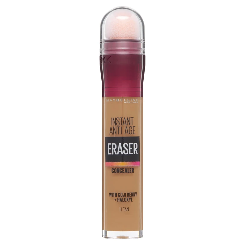 Maybelline Instant Anti-Age Eraser Eye Concealer for Face, Dark Circles, Blemish & Fine Lines Concealer, Full Coverage, Dermatologist Tested, Suitable for Sensitive Skin, Shade: 11 Tan